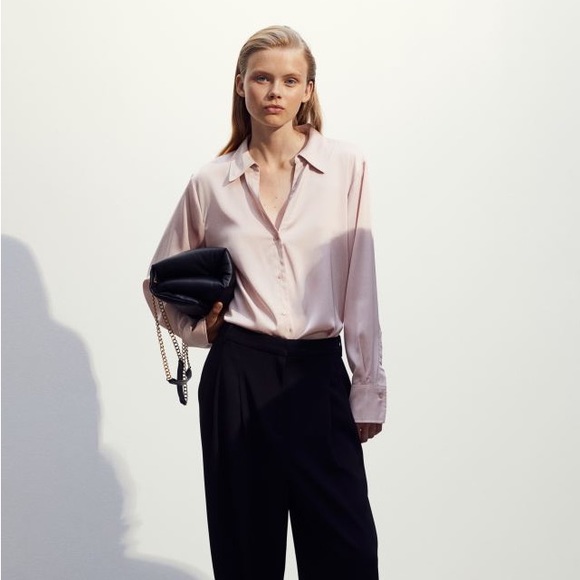 H&M V-Neck Blouse NWT M Light Pink - Picture 9 of 11